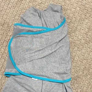 Halo Gray Swaddle Sleep Sack with Teal Trim